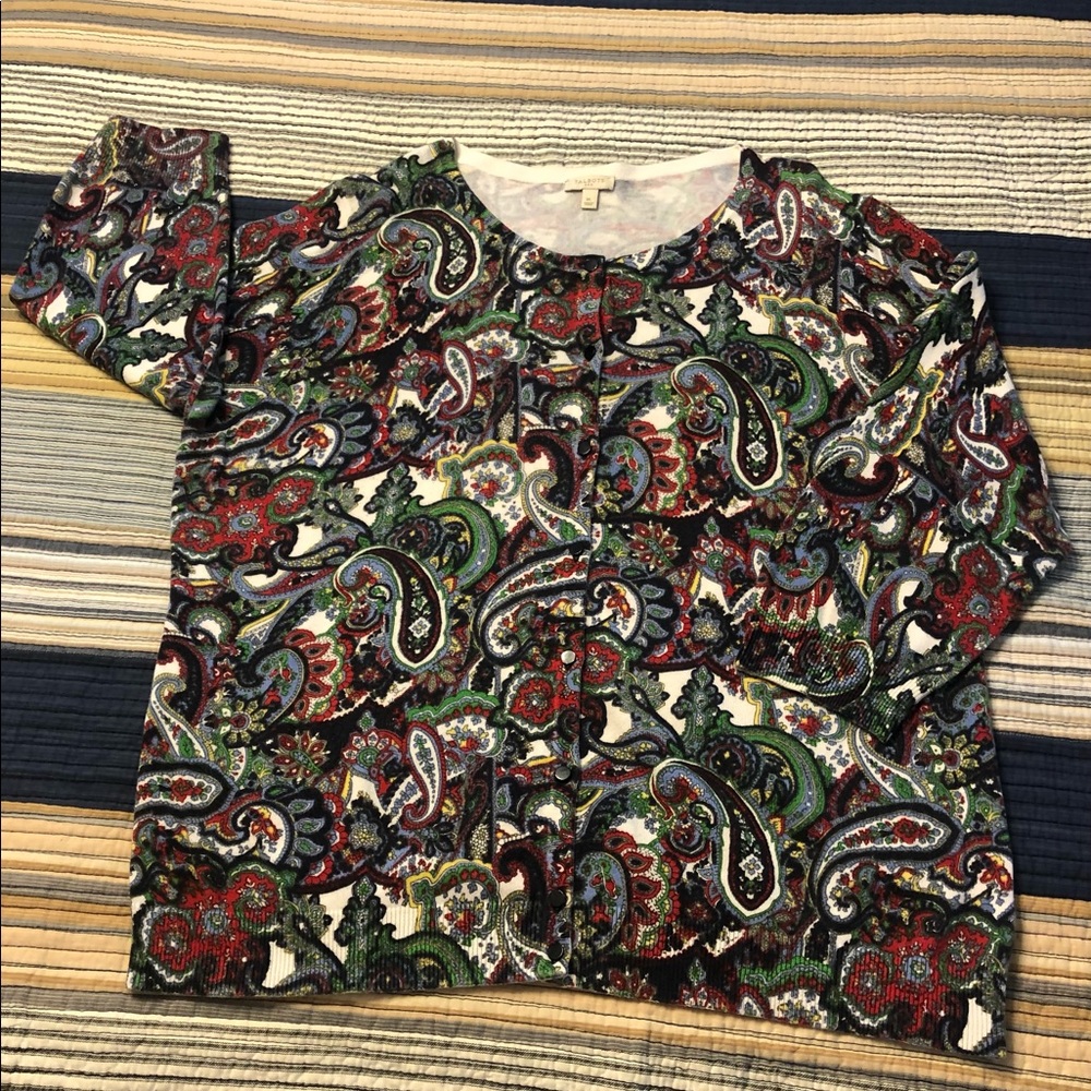 3 for $20 Talbots lovely paisley cardigan elbow length sleeve EUC